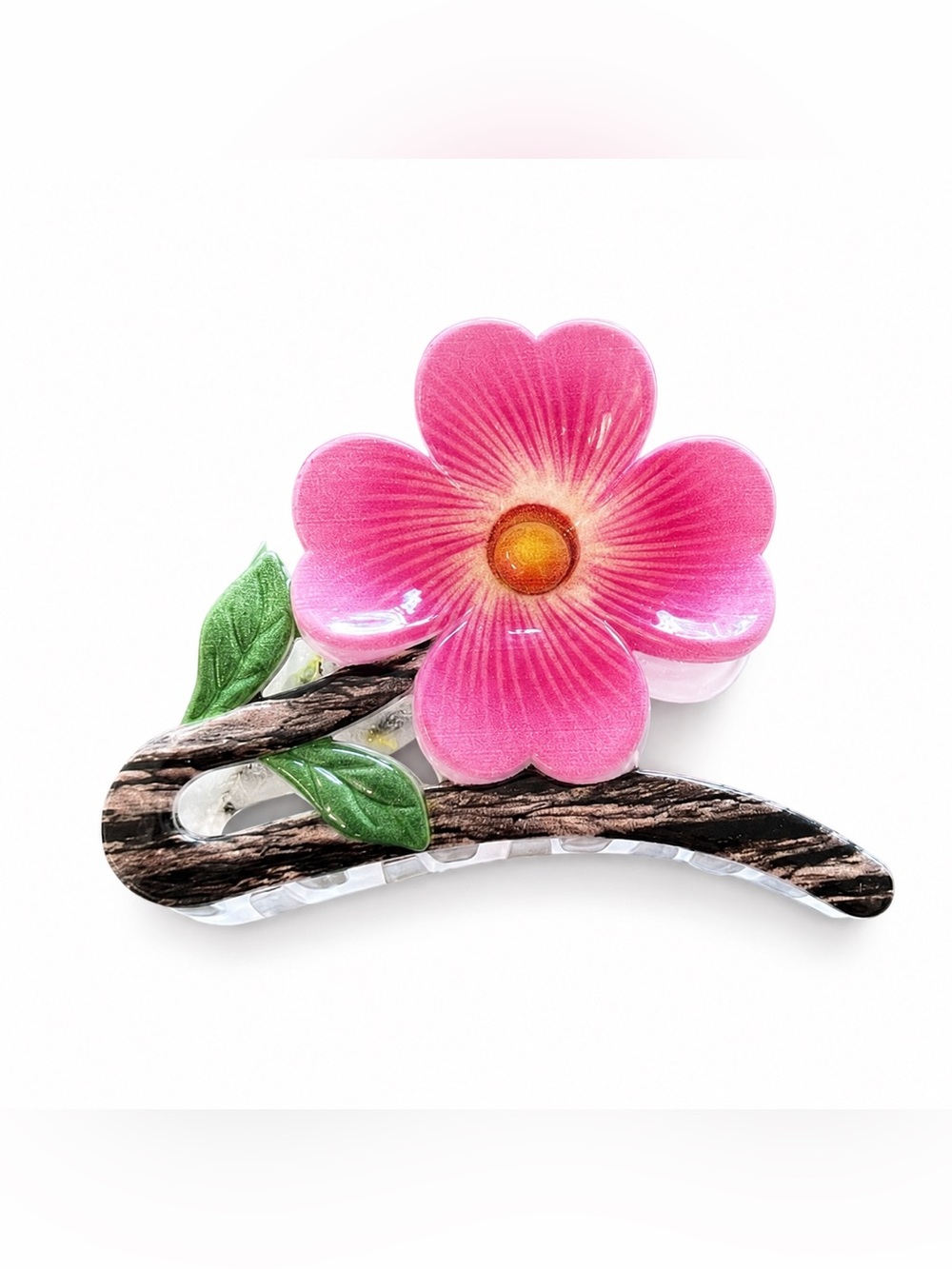 New Flower Floral Daisy Hot Pink Barbiecore 3" Glossy Lobster Claw Hair Clip